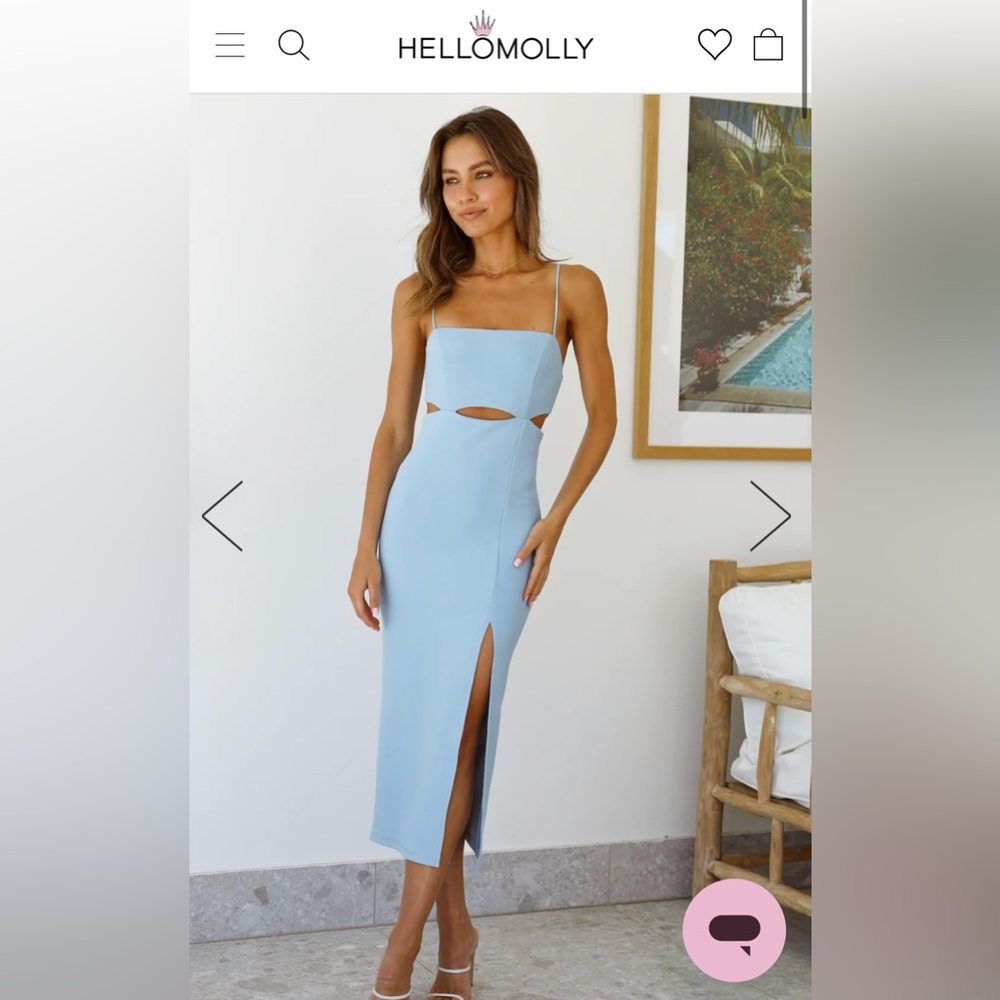 HELLO MOLLY Swerve Through Midi Dress in Blue Size 6